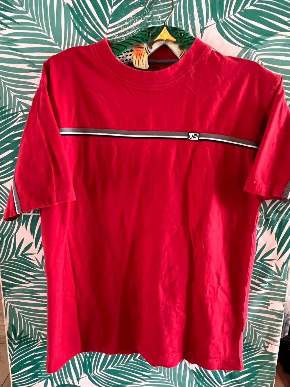 Vintage UNIONBAY Red Short-Sleeve Tee with Chest Stripe Sz L y2k 90’s
